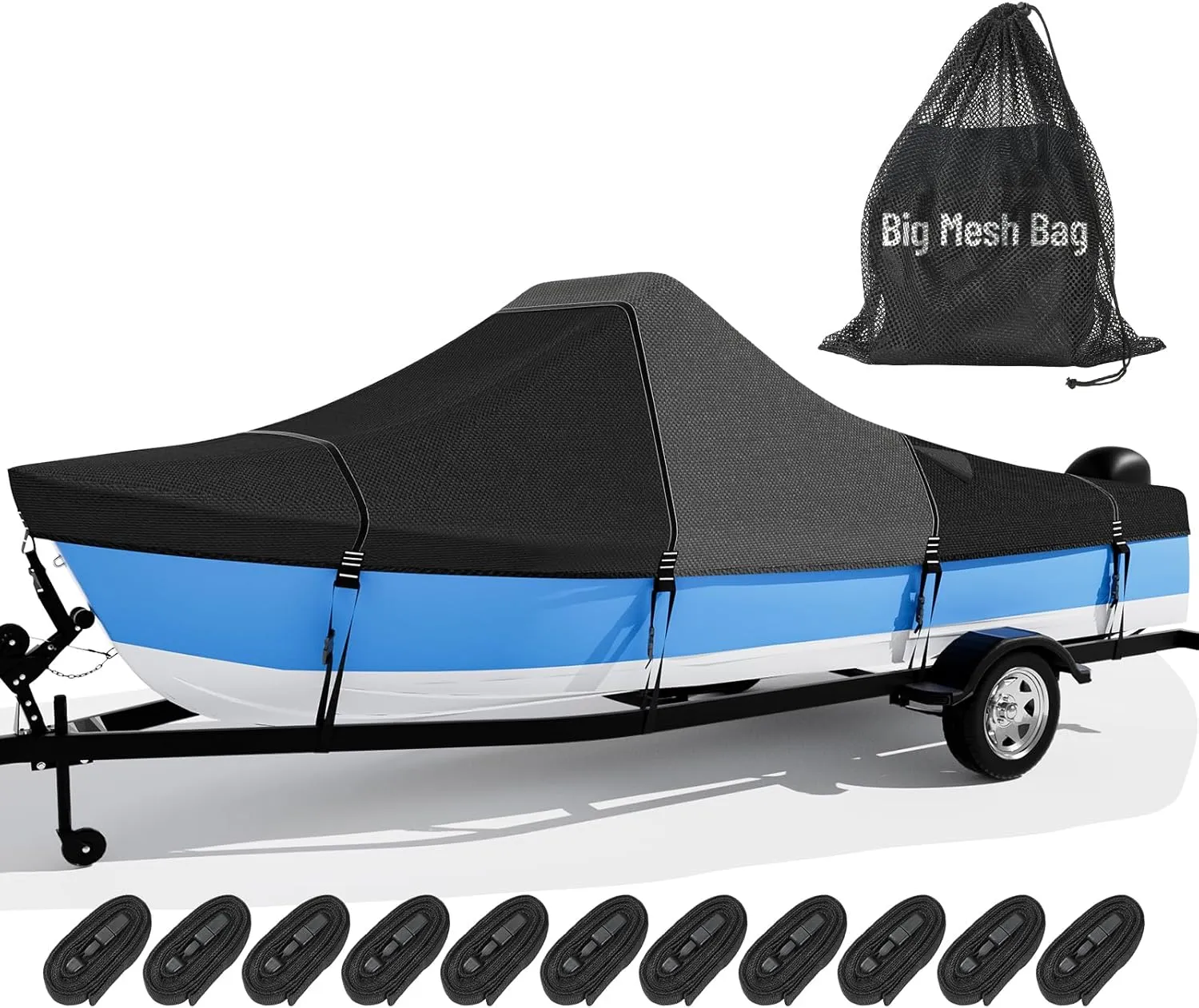 1600D 1200D Tearproof Center Console Boat Cover with 2" Wide Loops for Trailering and Mooring - Ultra Durable Waterproof Fits 20-22ft Center Console Boat, with Storage Bag
