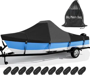 1600D 1200D Tearproof Center Console Boat Cover with 2" Wide Loops for Trailering and Mooring - Ultra Durable Waterproof Fits 20-22ft Center Console Boat, with Storage Bag