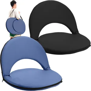 2 Pcs Stadium Seats Floor Chairs Reclining Bleacher Seat with Shoulder Strap Portable Recreation Recliner Beach Folding Waterproof Cushion Chair for Sports