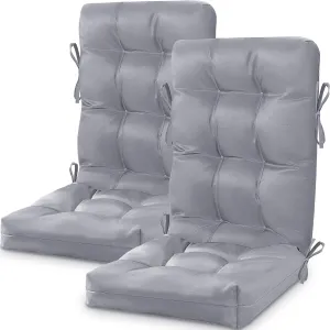 2 Set High Back Rocking Chair Cushions Large Anti Slip Chair Pads 43"x19"x3" Indoor Outdoor with Ties Waterproof Fade Resistant Lounger Chair Cushions for Rocker(Medium Gray)