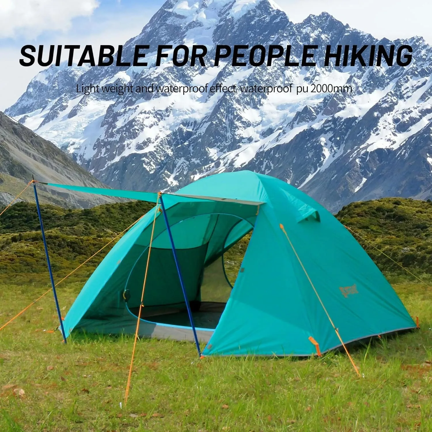 2/3 Person Camping Tent Backpacking Lightweight Tent Waterproof Windproof Aluminum Pole Two Doors Double Layer Easy Setup Portable for Outdoor Camping Hiking Beach Travel