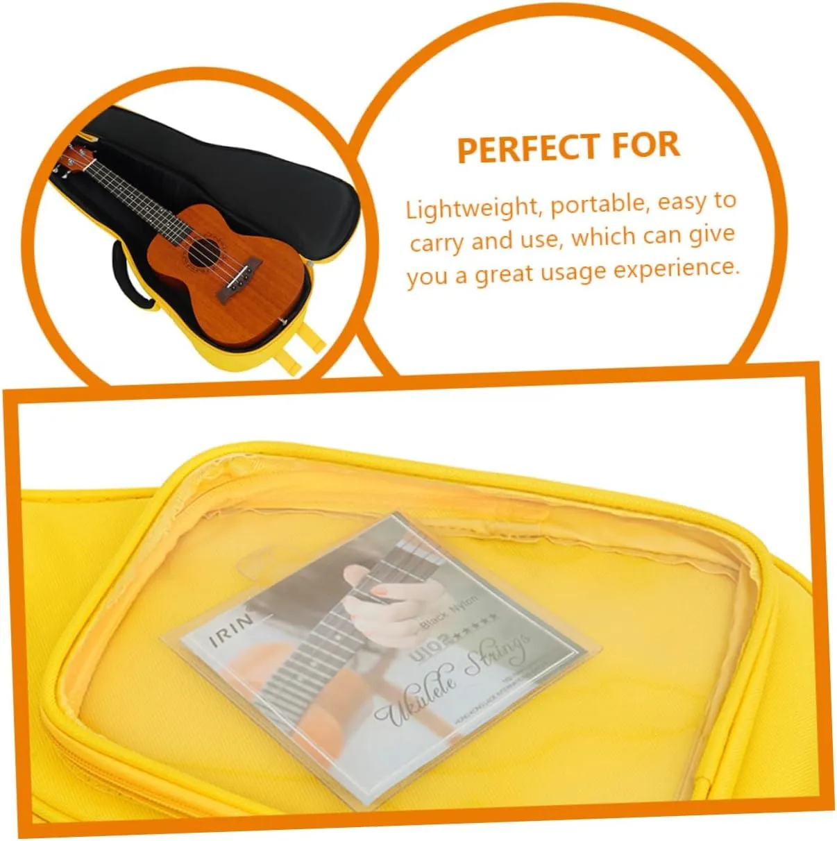 23 Ukulele Bag with Transparent Side Pocket Durable and Carrying Case for Easy Access Comfortable Wide Shoulder Strap for Performances and Practice Sessions