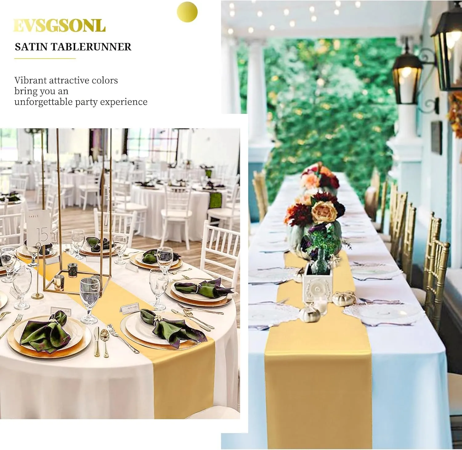 24 Pack Satin Table Runner,Bright Silk Table Runner for Wedding Smooth Fabric Table Runner Wedding Table Runner 12×72 Inch Long Table Runner for Party,Banquet,Events Decoration(24Pcs-Champagne)