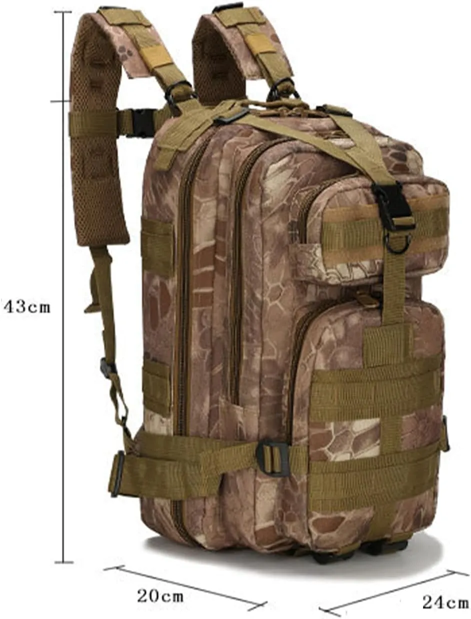 25L Military Tactical Backpack, 3-Day Bug Out Bag Army Camping Rucksack Hiking Backpacks For Men (D)