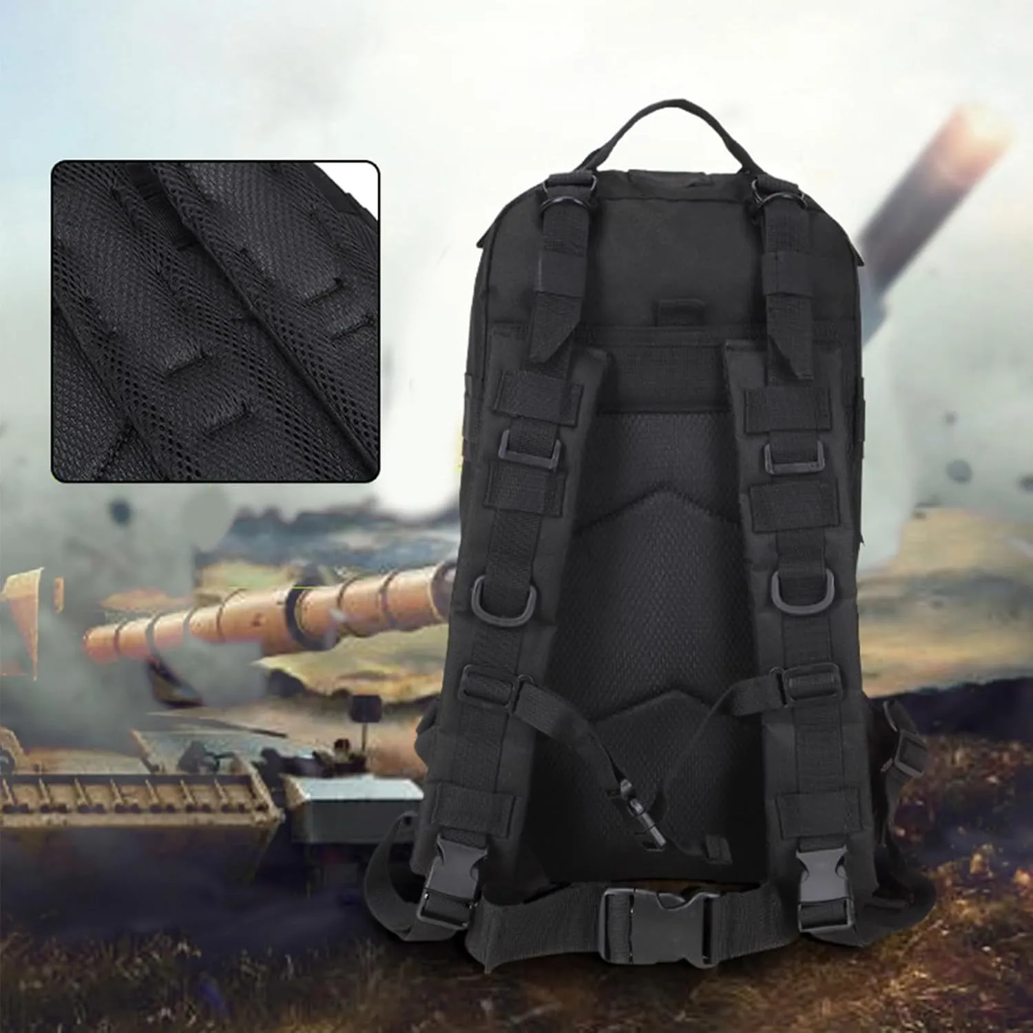 25L Military Tactical Backpack, 3-Day Bug Out Bag Army Camping Rucksack Hiking Backpacks For Men (D)