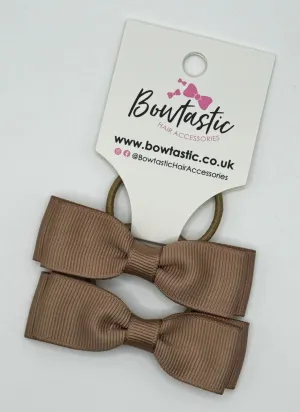 2.75 Inch Flat Bow Thin Elastic - Pecan Brown - 2 Pack