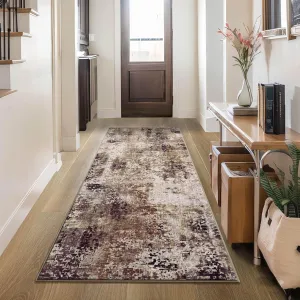 2x6 Brown Rug Runners for Hallways Kitchen Runner Rug Non Slip Washable Coffee Long Runner Rugs with Rubber Backing Soft Abstract Carpet Runner for Bedroom, Kitchen, Bathroom, Entryway