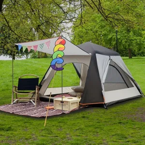 3-4 Person Automatic Pop-Up Tent with Porch Camping Tent for Family Portable Cabana Tent for Outdoor Camping Hiking Fishing Big Family Shelter