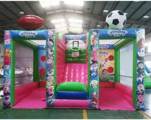 3-in-1 Inflatable Basketball Football Dart Tossing Carnival Sport Game Toys with Blower and Game Accessories (J)