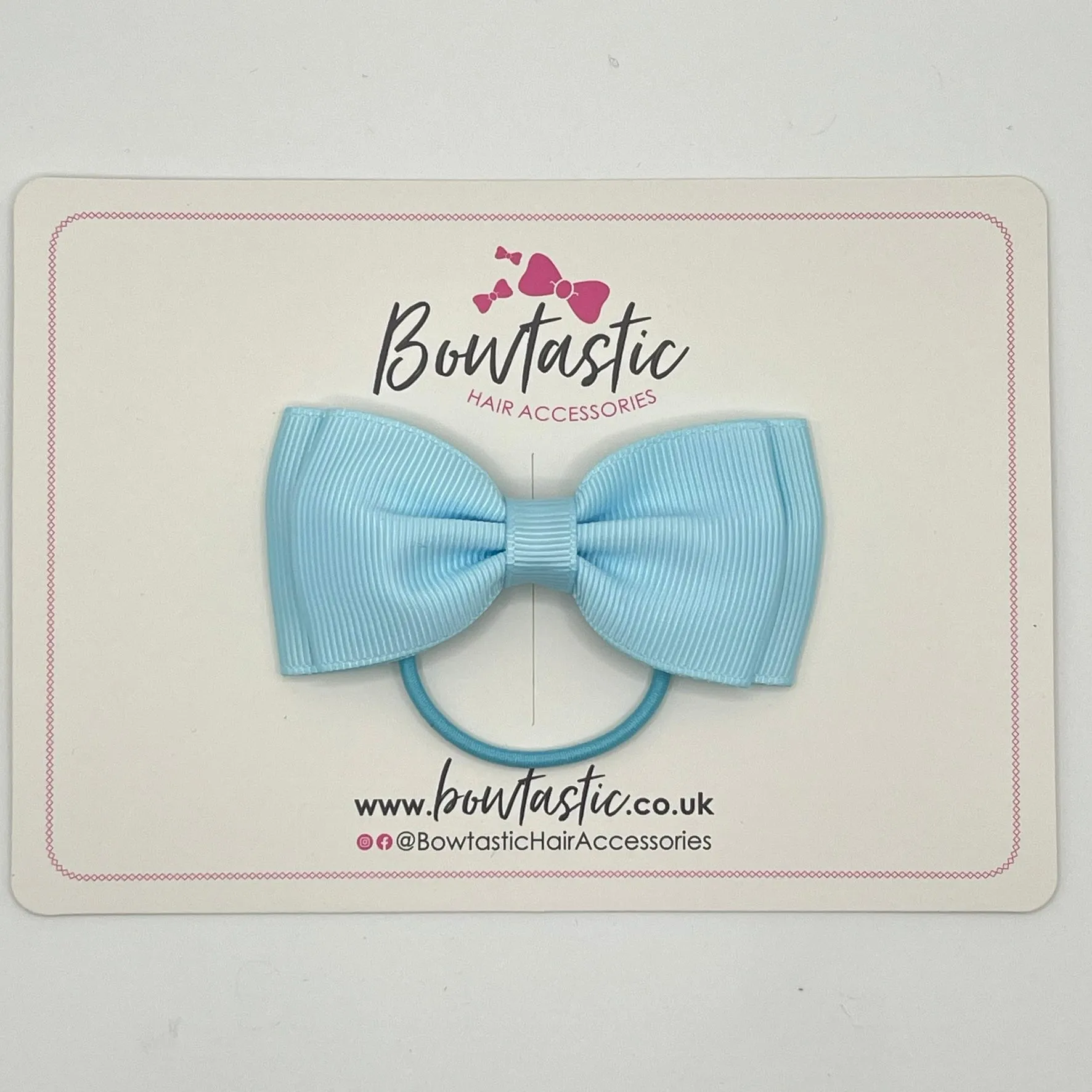 3 Inch Flat Double Bow Thin Elastic - Light Blue
