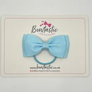 3 Inch Flat Double Bow Thin Elastic - Light Blue