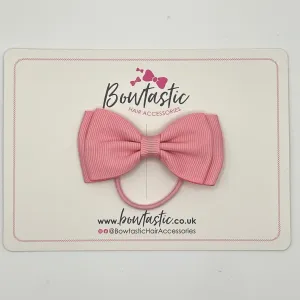 3 Inch Flat Double Bow Thin Elastic - Peony