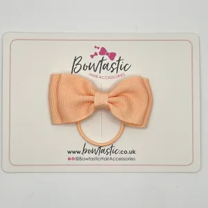 3 Inch Flat Double Bow Thin Elastic - Petal Peach