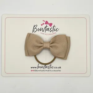 3 Inch Flat Double Bow Thin Elastic - Tan