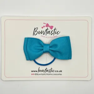 3 Inch Flat Double Bow Thin Elastic - Turquoise