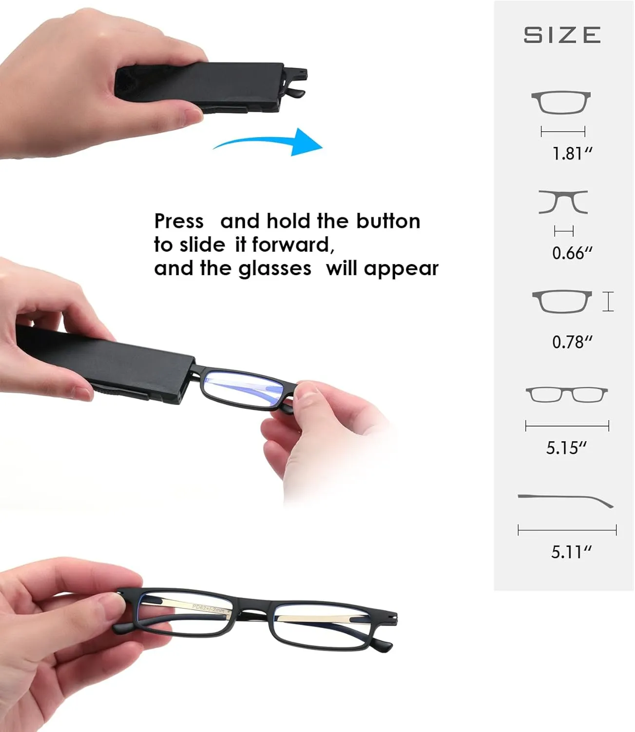 3 Pack Ultra thin Lightweight Folding Reading Glasses Women Men TR90 Blue Light Blocking Anti UV/Eyestrain Foldable Compact Computer Readers Portable Unique Stretchable Slim Flat case Gunmetal,  1.0