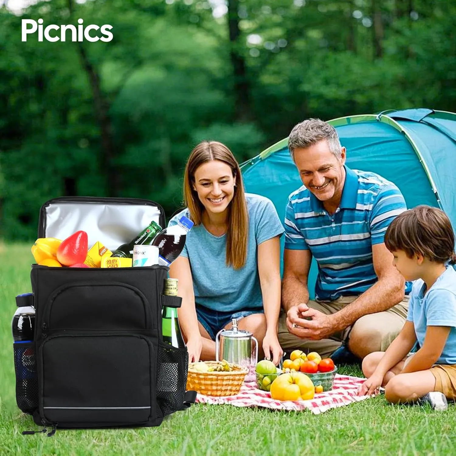 30/42 Cans Cooler Backpack, Waterproof Cooler Bag with Bottle Opener for Picnic, Camping, Beach, Hiking, Travel, and Shopping
