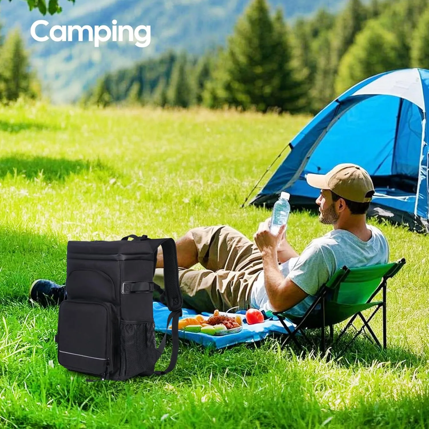 30/42 Cans Cooler Backpack, Waterproof Cooler Bag with Bottle Opener for Picnic, Camping, Beach, Hiking, Travel, and Shopping