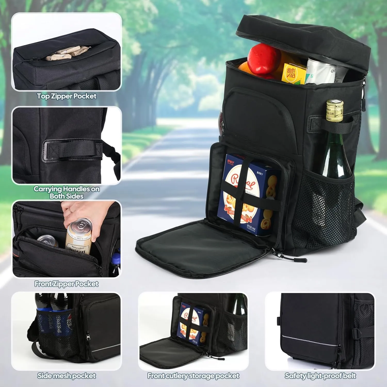 30/42 Cans Cooler Backpack, Waterproof Cooler Bag with Bottle Opener for Picnic, Camping, Beach, Hiking, Travel, and Shopping