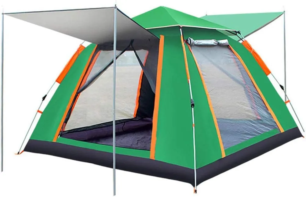 4-6 Person Outdoor Large Tent, Hydraulic Opening Tent, Family Tent, Sun-Proof and Breathable, Stable Structure, Used in Gardens and Camping,Green