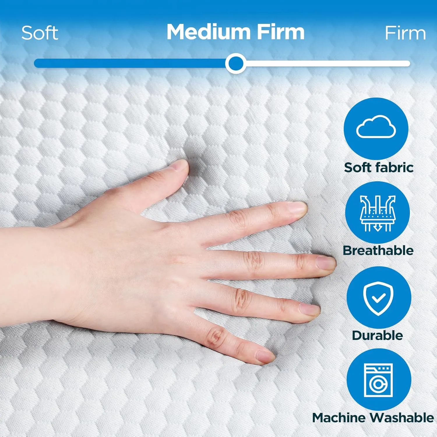 4-inch Full Size Memory Foam Trifold Mattress with Washable Fabric Cover, Foldable Floor Mattress for Camping & Guest Beds, 73x52x4 inches