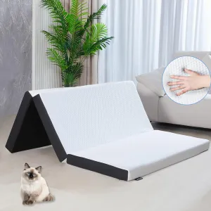 4-inch Full Size Memory Foam Trifold Mattress with Washable Fabric Cover, Foldable Floor Mattress for Camping & Guest Beds, 73x52x4 inches