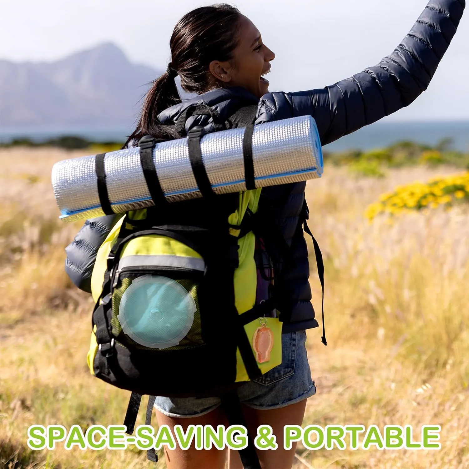 4 Set Collapsible Bowls with Lids Foldable Fork Camping Salad Bowl with Lid Food Storage Containers Set for Travel Picnic Utensils(41 oz,Bright Colors)