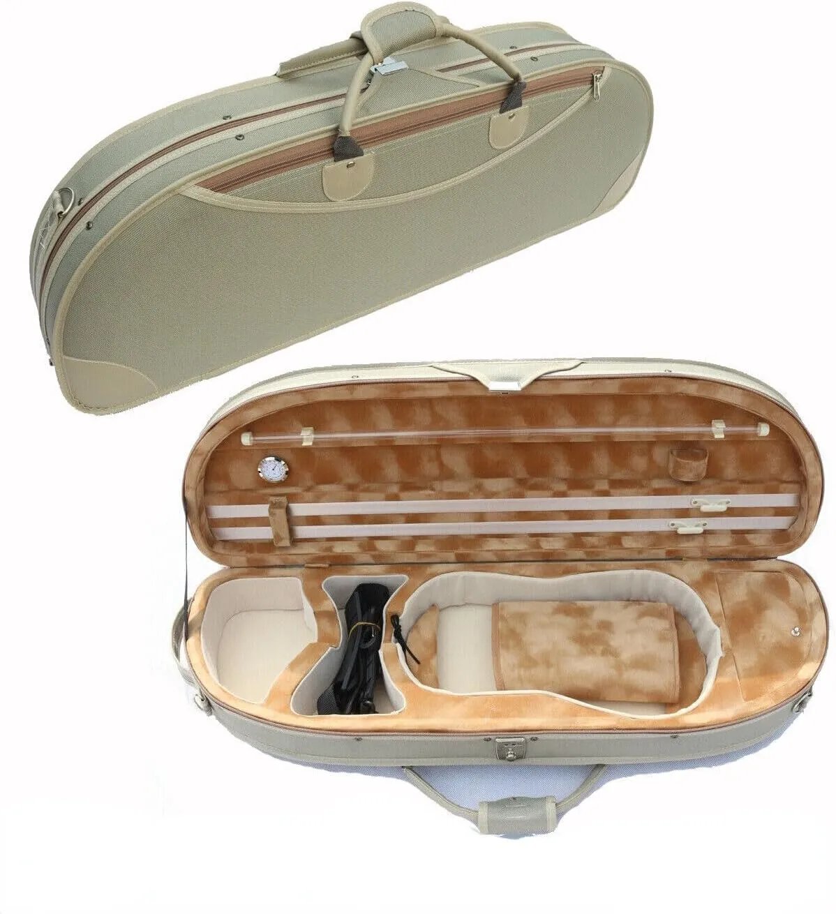 4/4 Full Size Oxford Violin Case with Straps 2 Bows Holder Lightweight Violin Bag Violin Durable Light Carry Strong Violin Box (gray)