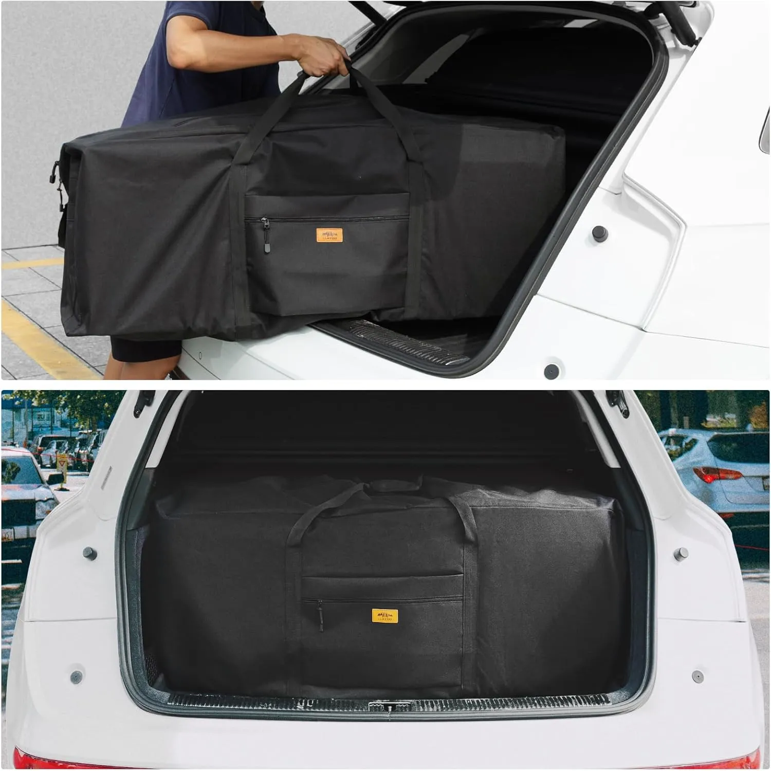 45 inch Foldable Oversized Zipper Duffel Bag, Travel Outdoor Camping Bag, Sports Equipment Storage Bag, Waterproof and Scratch Resistant, Black
