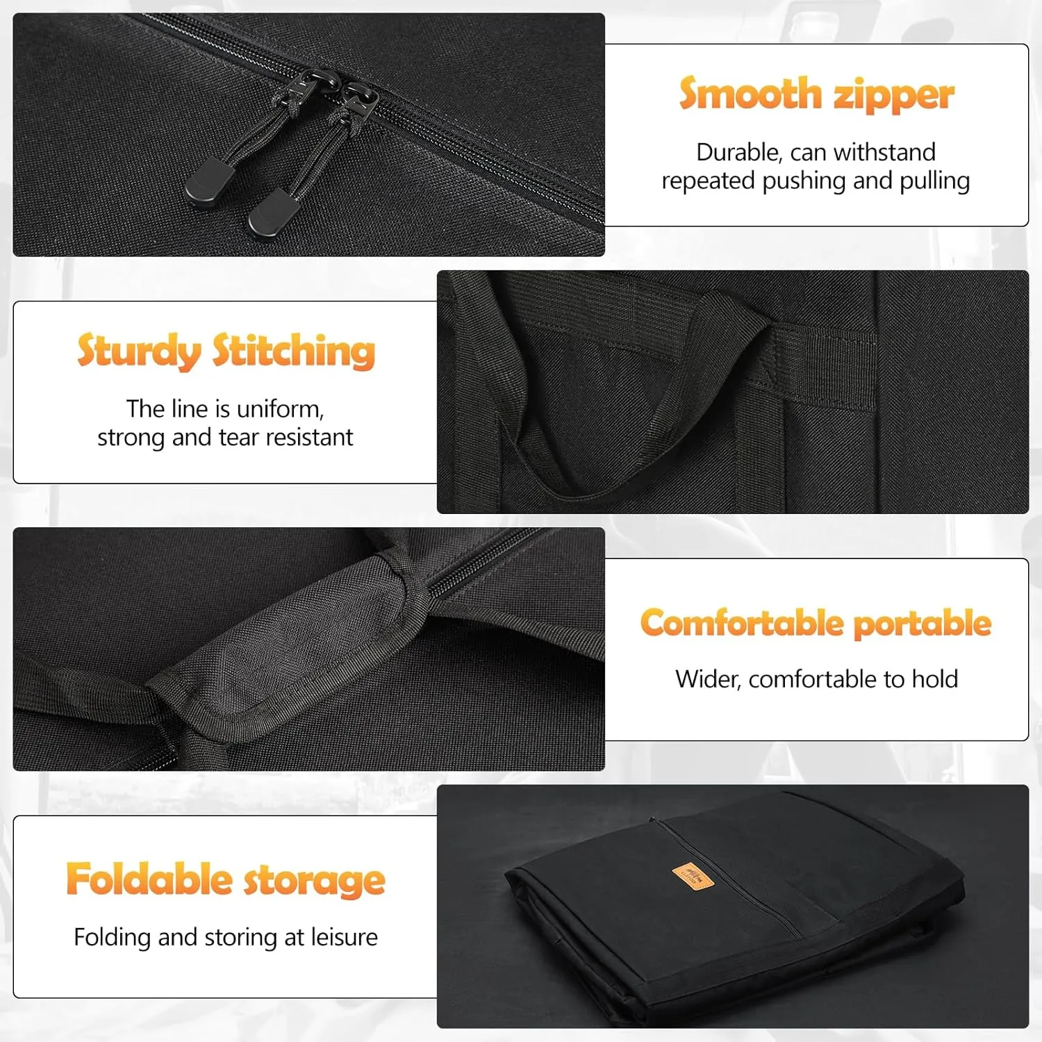 45 inch Foldable Oversized Zipper Duffel Bag, Travel Outdoor Camping Bag, Sports Equipment Storage Bag, Waterproof and Scratch Resistant, Black