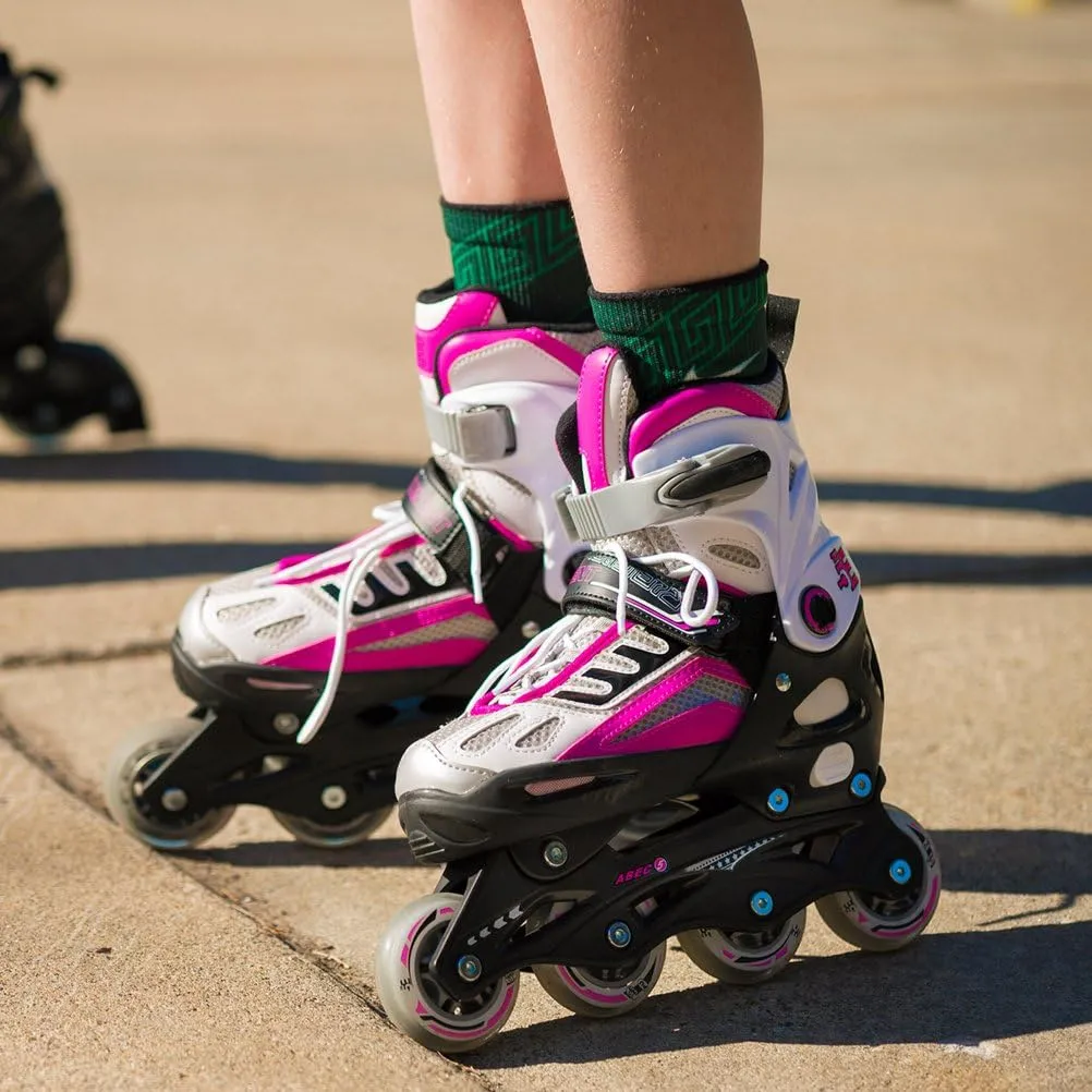5th Element Kids Adjustable Inline Skates for Boys and Girls with Ankle Support Roller Skates-Includes Skate Bag