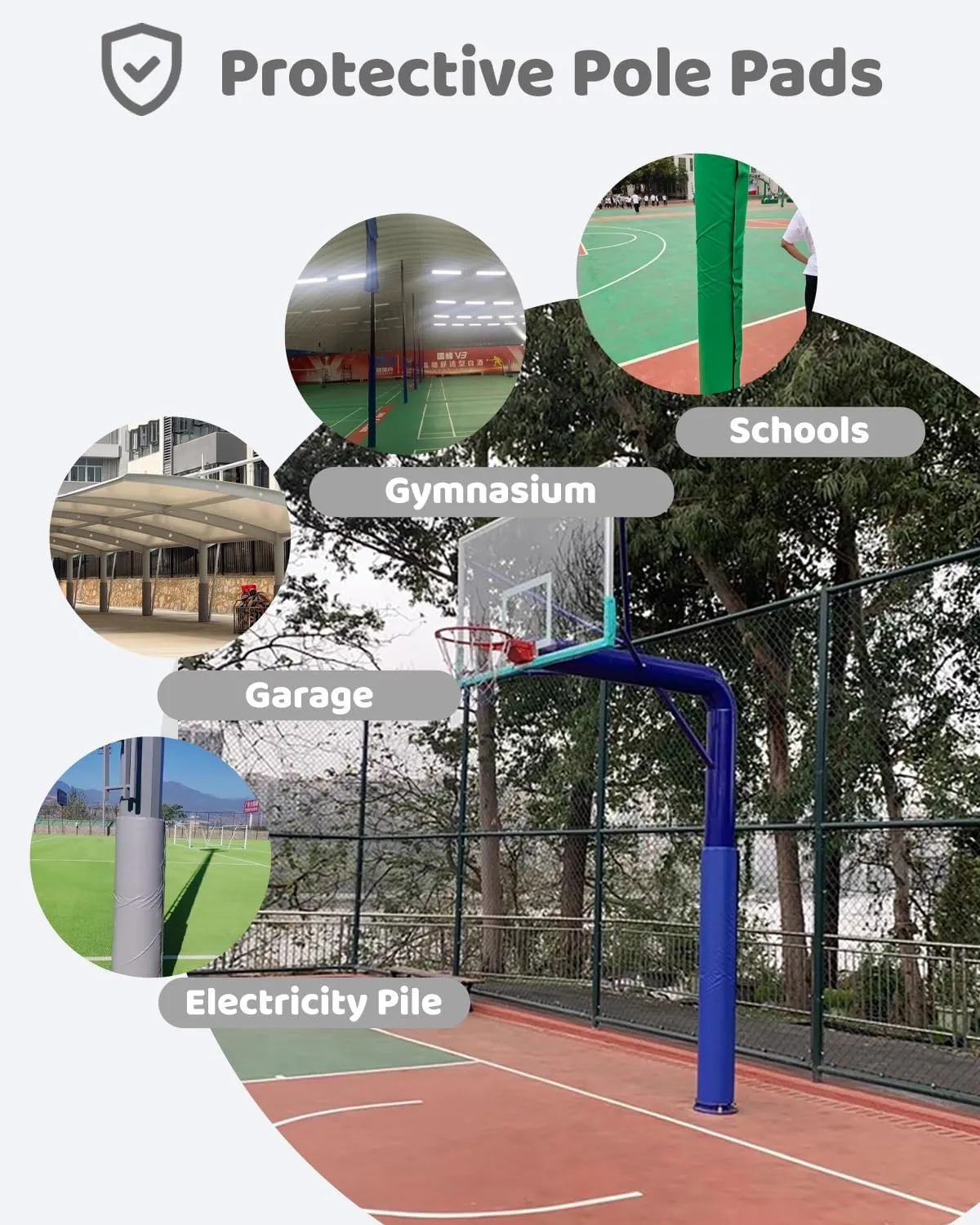 6 Ft Basketball Hoop Pad for Basement Playground Post, Outside Poles Cover Goalrilla Pole Padding Custom, Carport Collision Pole Accessories(Red,Dia 6.5inch(0.54ft))