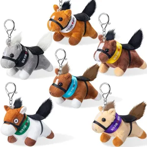 6 Piece Kentucky Horse Stuffed Keychain Derby Party Souvenir Run for the Roses Plush Gifts Derby Horse Plush Toy Women Men Derby Party Supplies Horse Lovers