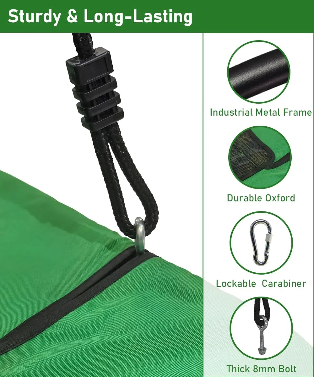 60" Retangular Tree Swing for Kids & Adults, Adjustable Platform Swing with Hanging Straps, 700lbs Capacity, Waterproof Giant Swings for Backyard Outdoor & Indoor Use, Green & Black
