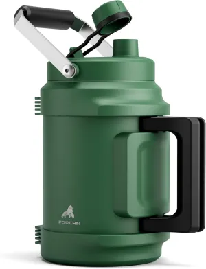 64oz Insulated Water Bottle for Outdoors: 2-in-1 Straw Spout Lid, Dual Handle, Leakproof, Keep Cold 36H, Half Gallon Stainless Steel Water Jug for Sports, Camping, Gym, Work, Beach, Fishing (Forest)