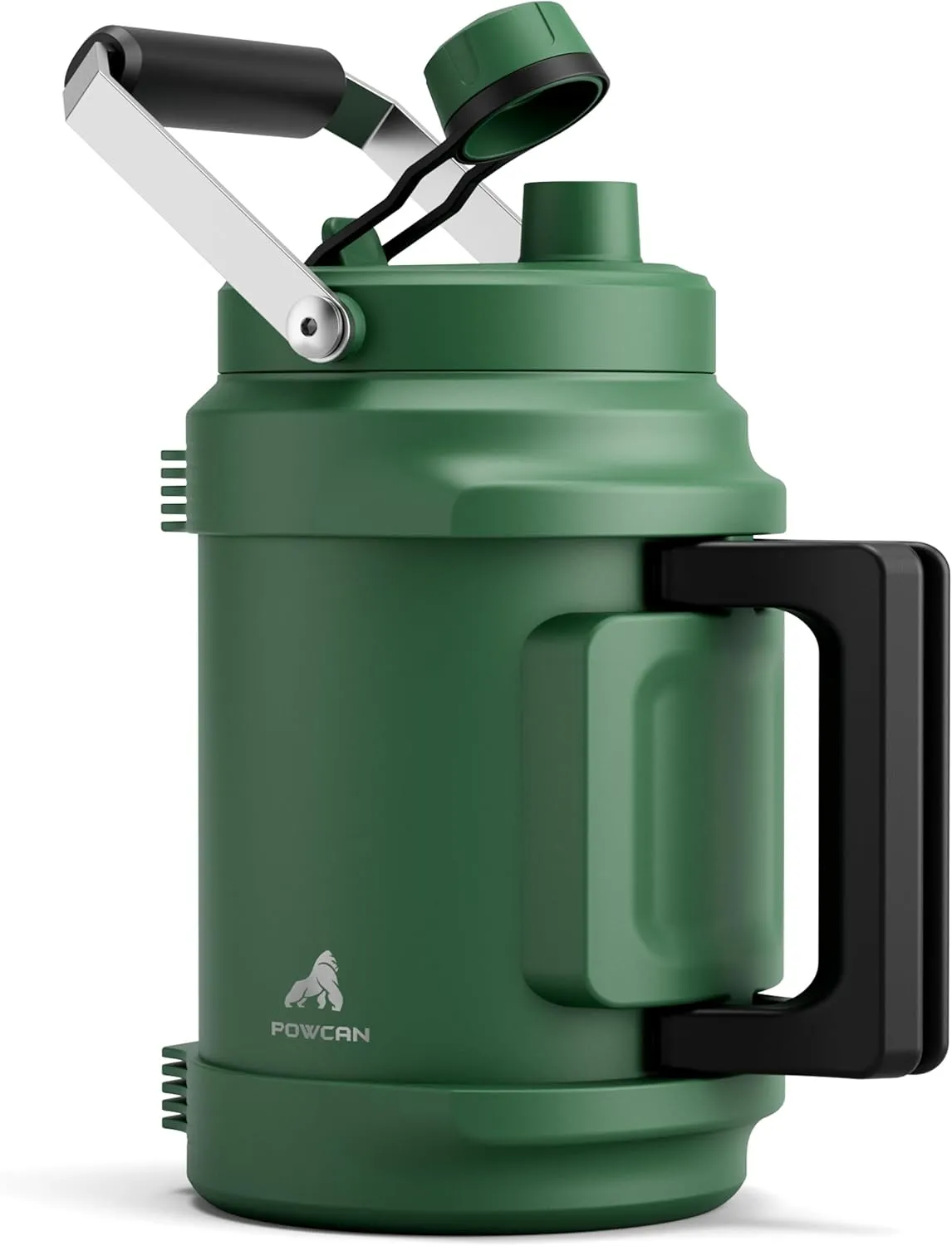 64oz Insulated Water Bottle for Outdoors: 2-in-1 Straw Spout Lid, Dual Handle, Leakproof, Keep Cold 36H, Half Gallon Stainless Steel Water Jug for Sports, Camping, Gym, Work, Beach, Fishing (Forest)