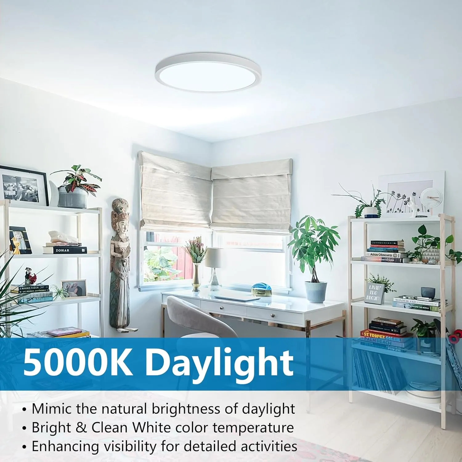 6PK 5000K Daylight 12 Inch LED Light 24W 2520LM Flush Mount Led Ceiling Light Fixture Round Flat Panel Light Low Profile Ceiling Lamp for Bedroom, Kitchen, Living Room