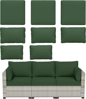 8 pcs Outdoor Cushion Slipcovers Outdoor Patio Cushions Covers Replacement Waterproof with Zipper w/3 Seat Cushion Covers and 5 Backrest Pillow Covers, Covers Only