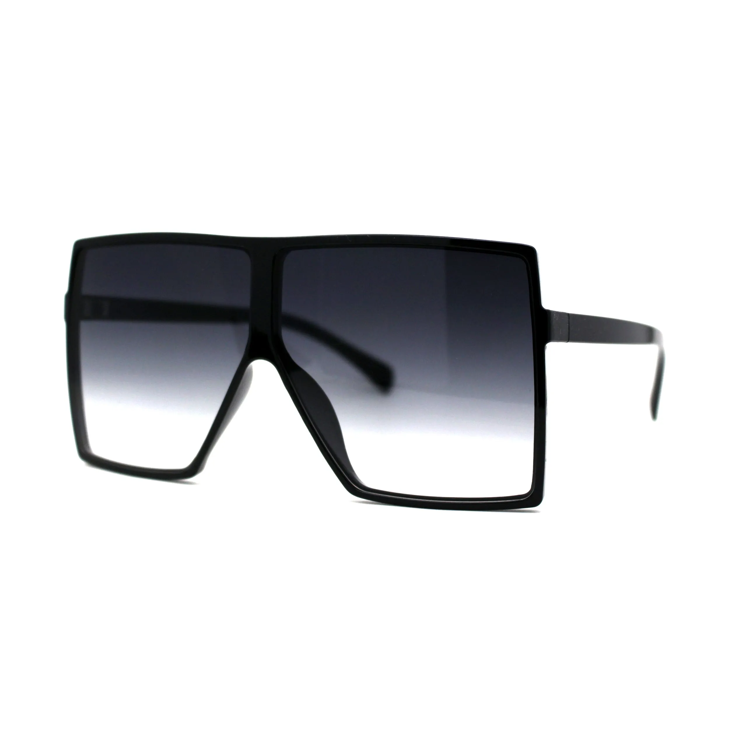 80s Squared Rectangular Thin Plastic Oversize Sunglasses
