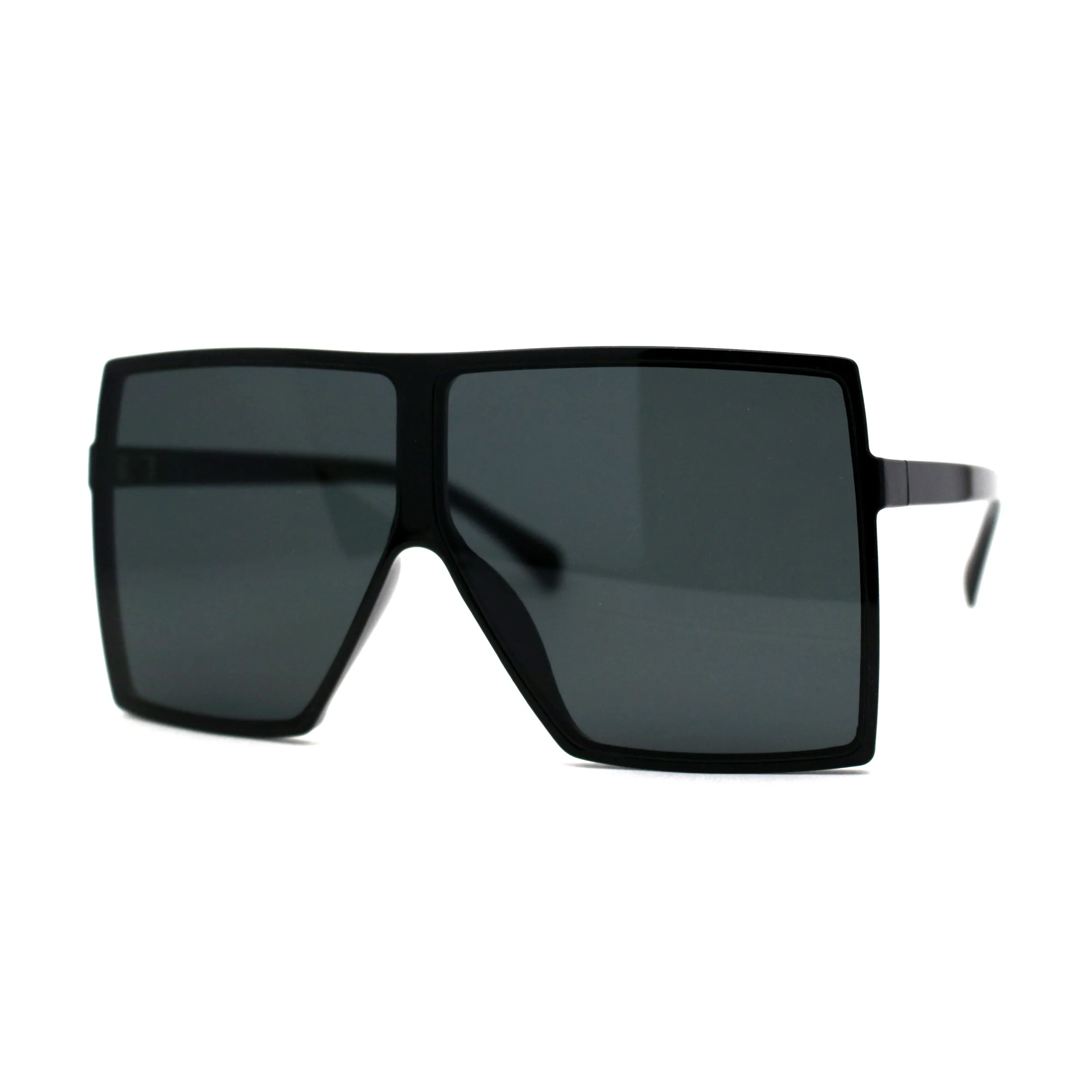 80s Squared Rectangular Thin Plastic Oversize Sunglasses