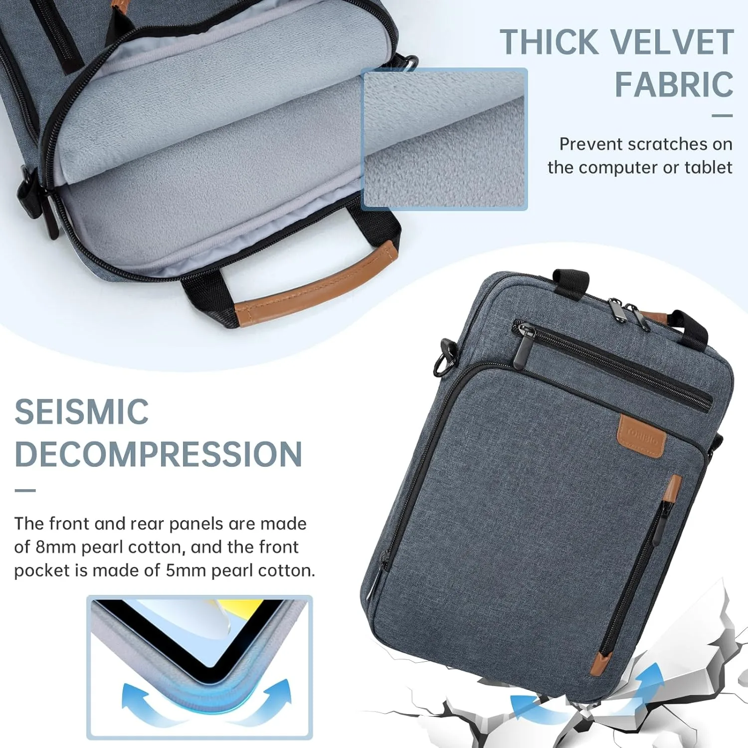 9-11 Inch Tablet Sleeve Bag,Padded Protective Travel Carrying Case for iPad Pro M4 11", iPad Air M2 5/4th 10.9", Air 3th 10.5", iPad 10th 10.9", 9/8/7th 10.2", Samsung Galaxy Tab A9 /A8/A7/S8/S7, Blue