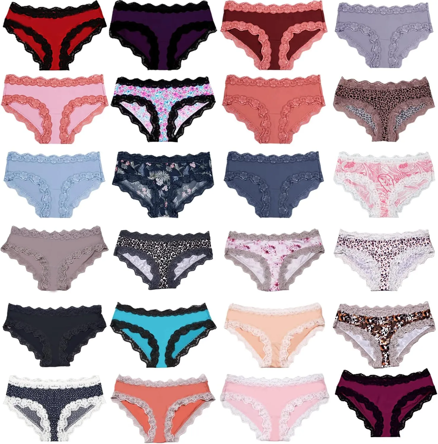 ADOVAKKER Women's Underwear Low Rise Lady Micro Smooth Breathable Briefs Hipster Panties Multipack Printing J-S1