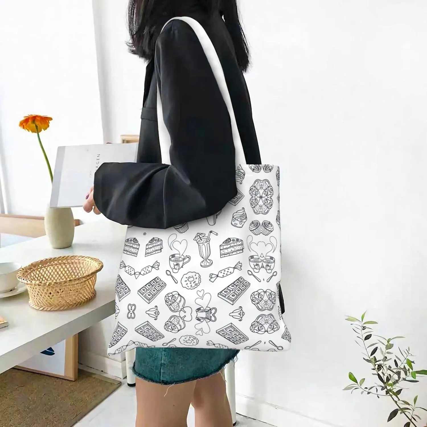 African National Patterns Print Foldable Tote Bag For Women Large Tote Shoulder Handbag Reusable Grocery Bags