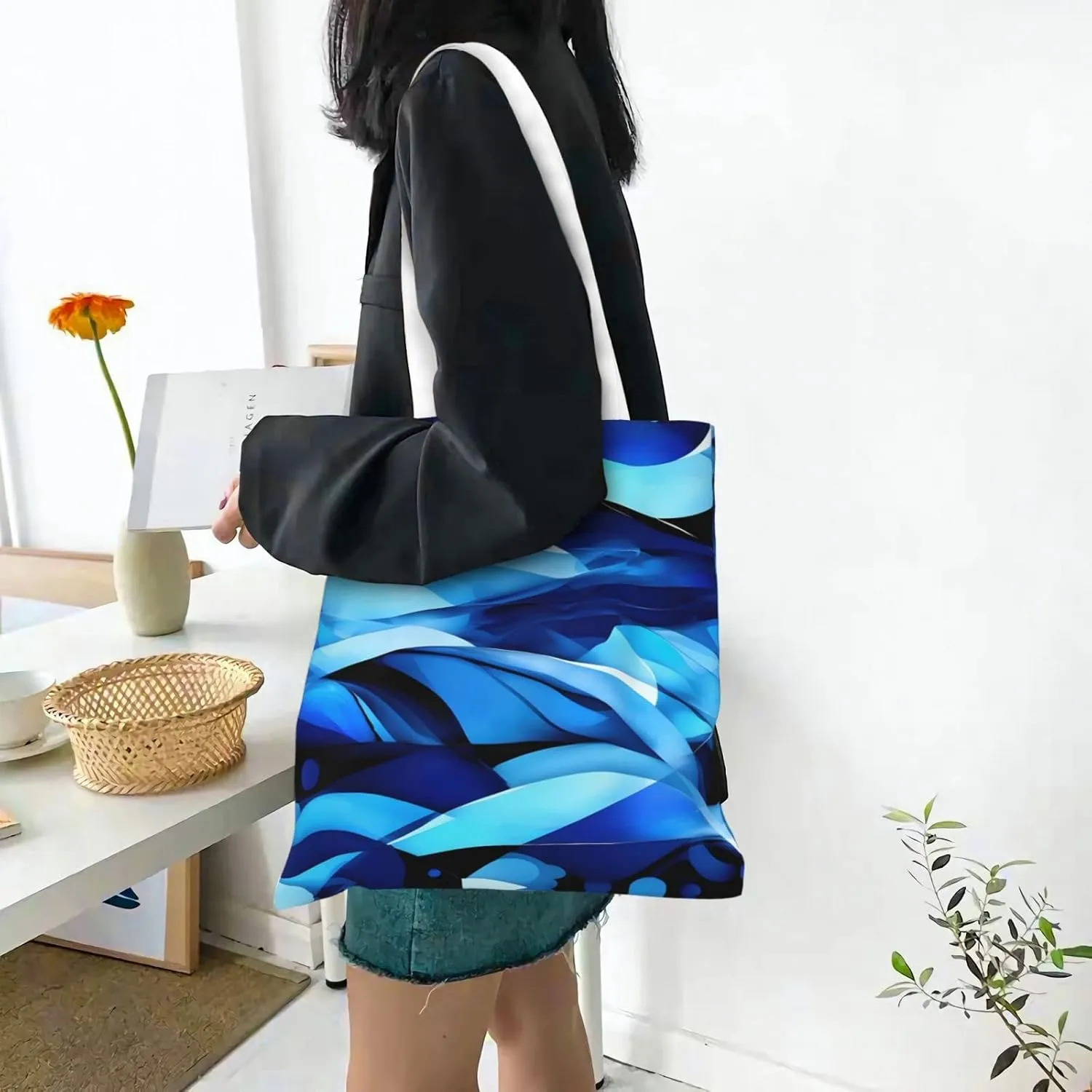 African Textile Patchwork Print Foldable Tote Bag For Women Large Tote Shoulder Handbag Reusable Grocery Bags