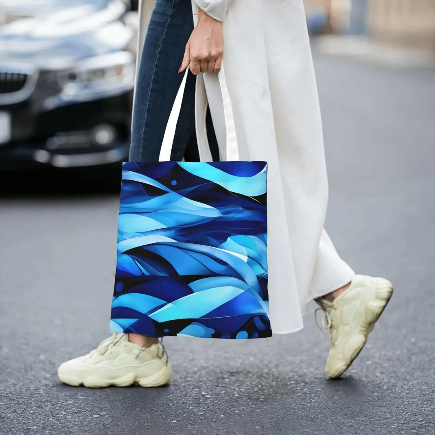 African Textile Patchwork Print Foldable Tote Bag For Women Large Tote Shoulder Handbag Reusable Grocery Bags