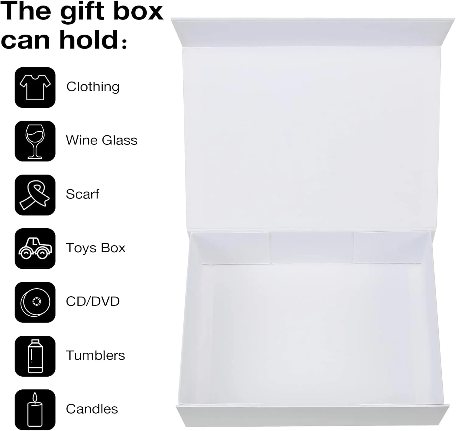 Aimyoo White Collapsible Gift Box with Magnetic Closure Lids 10.5x7x3 in, Bridesmaid Groomsman Proposal Boxes, Rectangle Storage Box 3 Pack