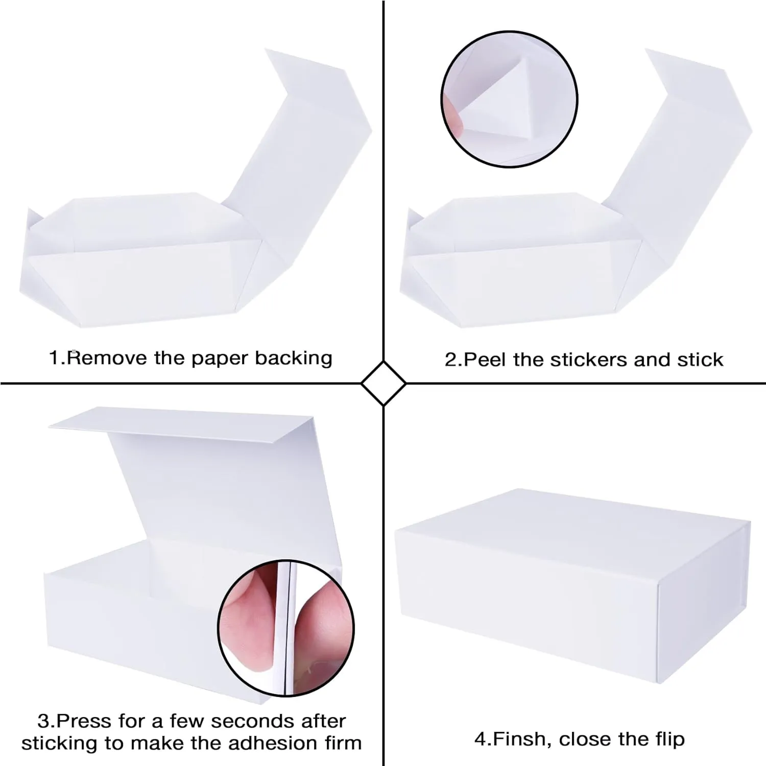 Aimyoo White Collapsible Gift Box with Magnetic Closure Lids 10.5x7x3 in, Bridesmaid Groomsman Proposal Boxes, Rectangle Storage Box 3 Pack