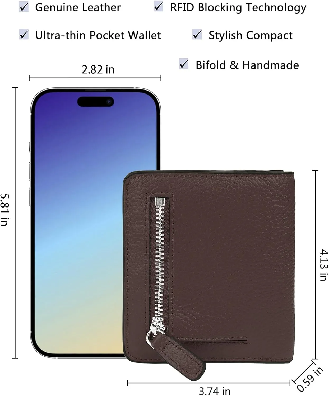 AINIMOER Small Leather Wallet for Women, Ladies Credit Card Holder RFID Blocking Women's Mini Bifold Pocket Purse