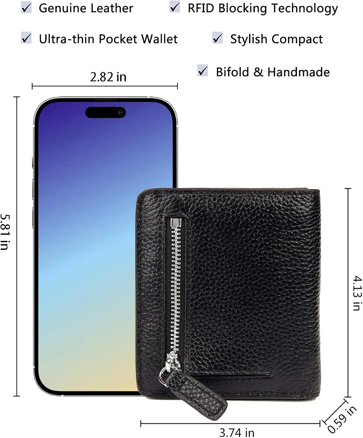 AINIMOER Small Leather Wallet for Women, Ladies Credit Card Holder RFID Blocking Women's Mini Bifold Pocket Purse