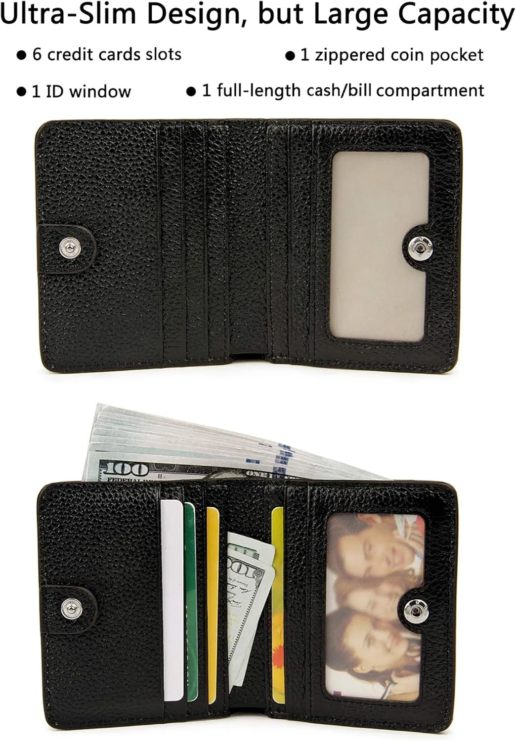 AINIMOER Small Leather Wallet for Women, Ladies Credit Card Holder RFID Blocking Women's Mini Bifold Pocket Purse